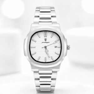 PAYDAGOR Premium Watch – silver case with white dial